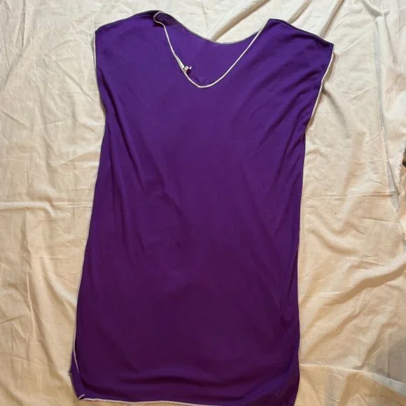 Vintage 80s Hawaiian Flavor Hawaii Nightie, Purple with White Trim - Picture 4 of 6